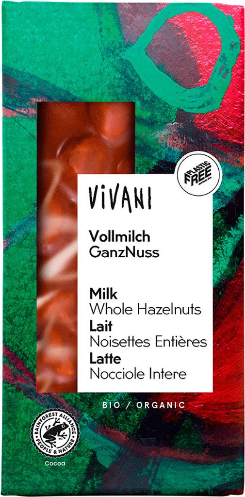 -Milchschokolade mit ganzen Haselnüssen 100 g – VIVANI Produktbild 