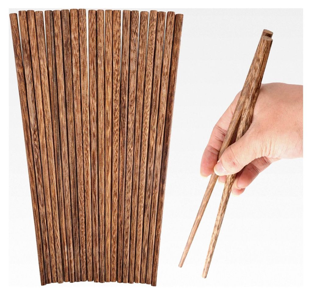 10 Paar Holz-Essstäbchen, Chinesische und Japanische Stäbchen, Wiederverwendbare Stäbchen für Asiatische Gerichte Zuhause