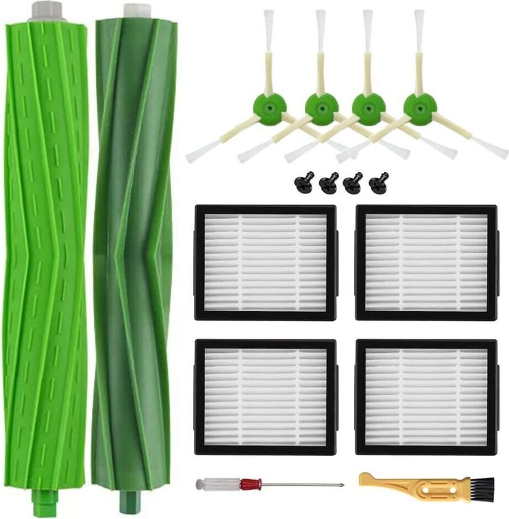 10 Stück Ersatzteile für iRobot Roomba i7 i7+ E5 E6 i6 i6+ i3 i3+ i4 i4+ i8 i8 Plus e5154 i3152 i7156 J7 7150, 1 Satz Gummibürsten, 4 Hochleistu...