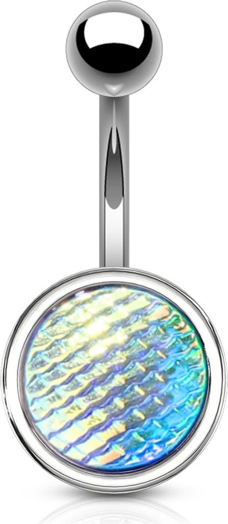 viva-adorno Bauchnabel Piercing Banane 316L Chirurgenstahl Fischschuppen holografisch farbig schillernd Z536bn, silber aqua