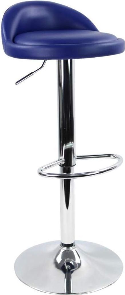 Barhocker mit Fußstütze, höhenverstellbar und drehbar - Blaues Kunstleder - Ideal für SPA, Büro und Arbeiten