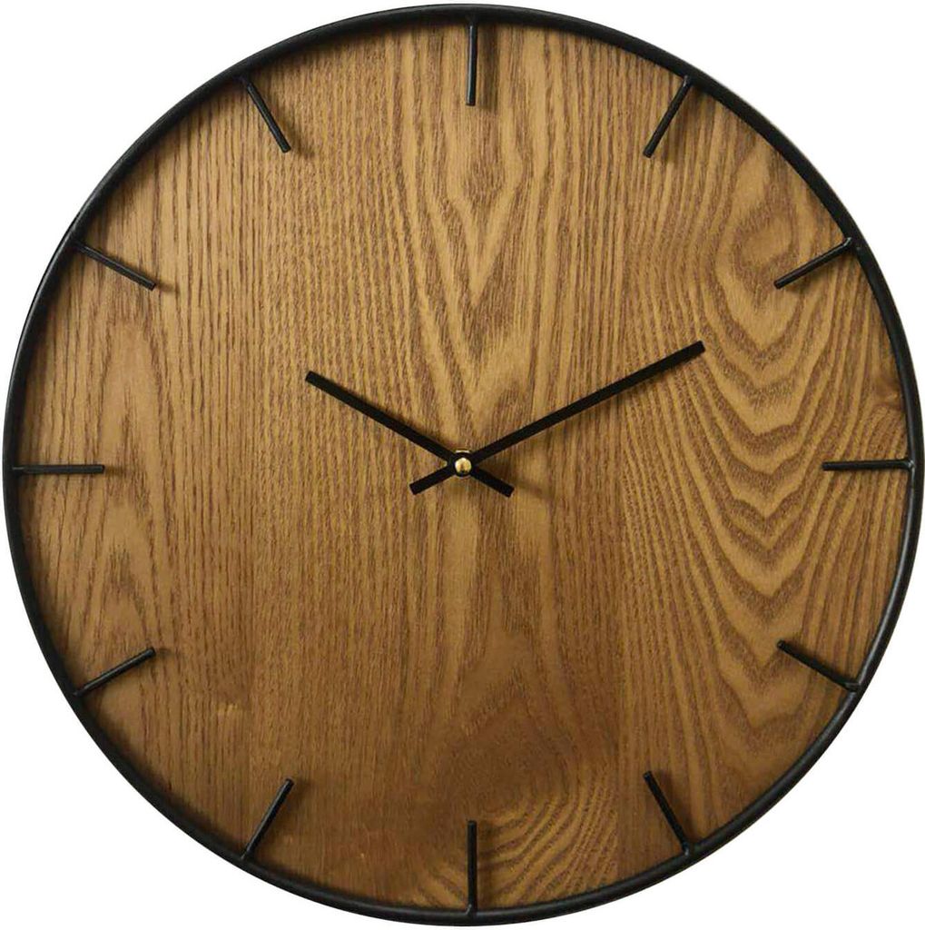 Rebecca Mobili Runde Wanduhr aus Holz, braun und schwarz ø 40 cm