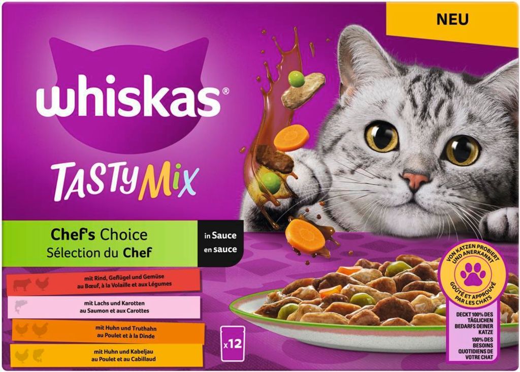 whiskas Tasty Mix Chef´s Choice in Sauce (12 x 85 g) Produktbild 