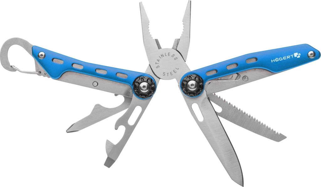 HÖGERT TECHNIK Multitool 10-in-1 aus Edelstahl, klappbares Multifunktionstool mit Messer, Zange, Säge, Schraubendreher, Cutter, Outdoor Werkzeug ...