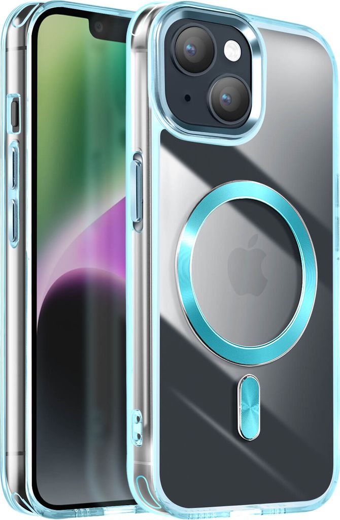 Avizar, MagSafe Hülle für Apple iPhone 14 Plus / 15 Plus Cristal Color, Blau