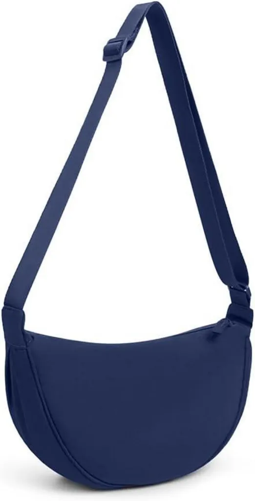 Borsa Mezzaluna Blu Minimal | Tracolla Regolabile Donna Design Pulito