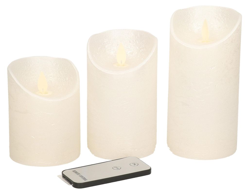 Anna's Collection Stumpfe Kerzen - 3x - Creme/Perlweis - Produktbild 