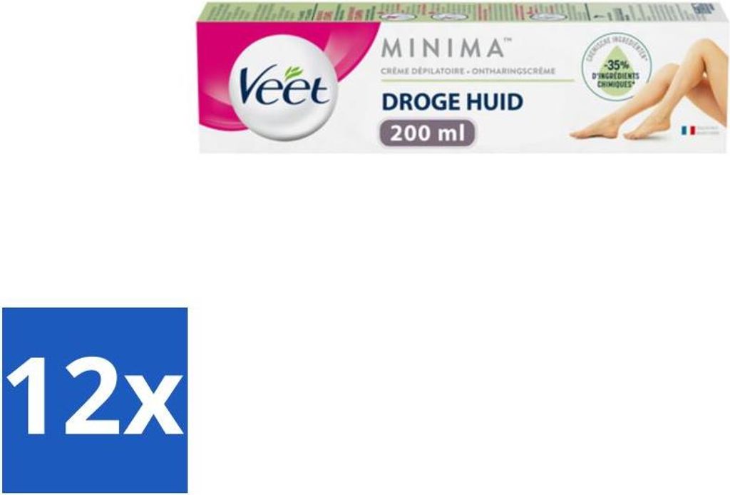 Veet Minima Enthaarungscreme – Trockene Haut – 200 ml - Vorteilspack - 12 Stücke