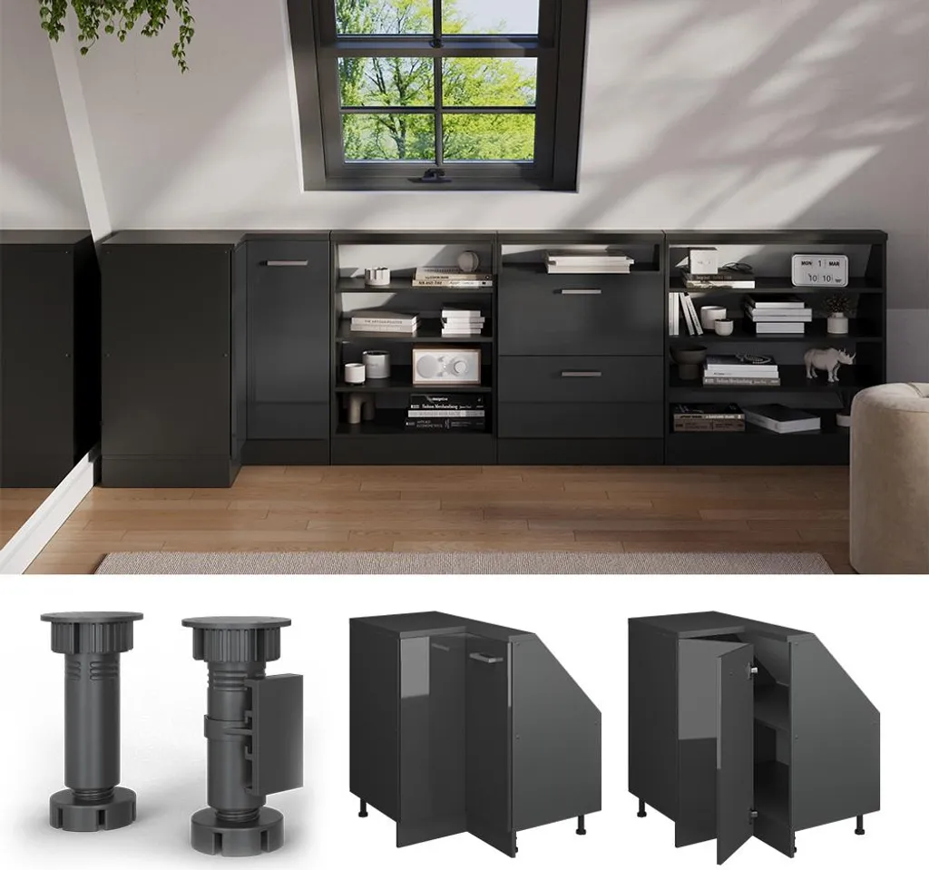 Meuble Rion pour combles anthracite - Rangement d'angle 58602 Vicco