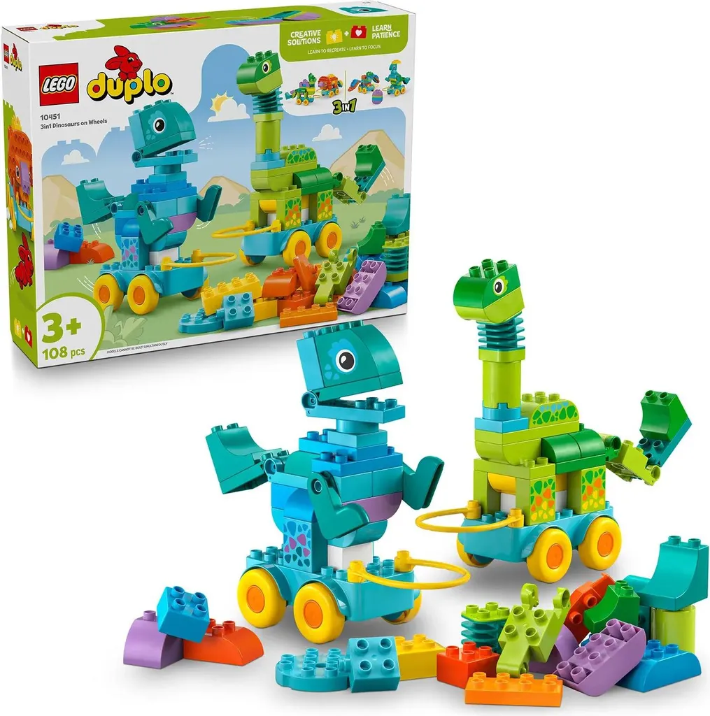 LEGO DUPLO 10451 Le Pack Dinosaures 3-en-1 avec un T-Rex et Tricératops