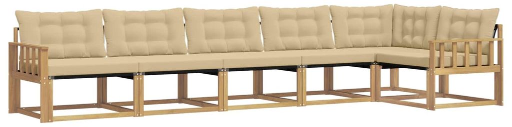 vidaXL Outdoor-Sofagarnitur mit Kissen 6 pcs Weiß und Beige