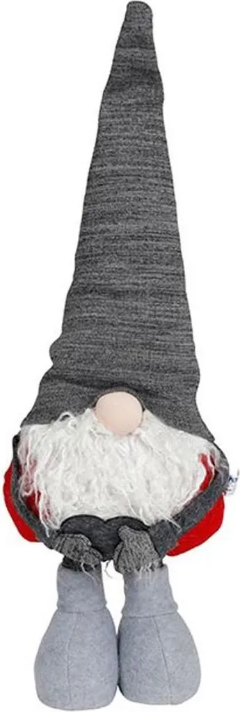 Nain de Noël stable 84 cm - Figurine ajustable qui ne tombe pas - Gris