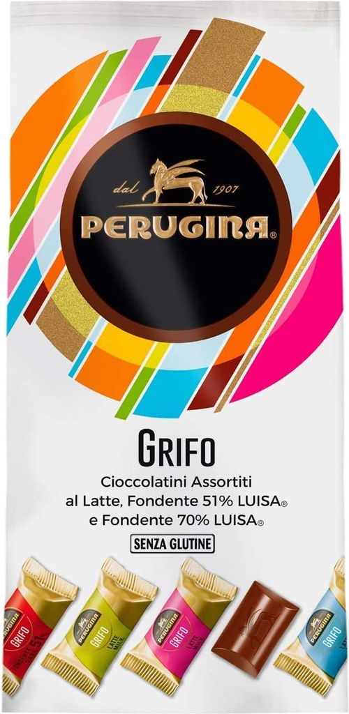 6x PERUGINA GRIFO Dunkle Schokolade und Milchschokolade Assortierte Pralinen Beutel 200 g