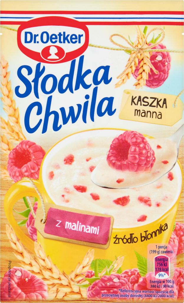 Słodka Chwila Kaszka manna smak malinowy 49g Zdjęcie produktu 