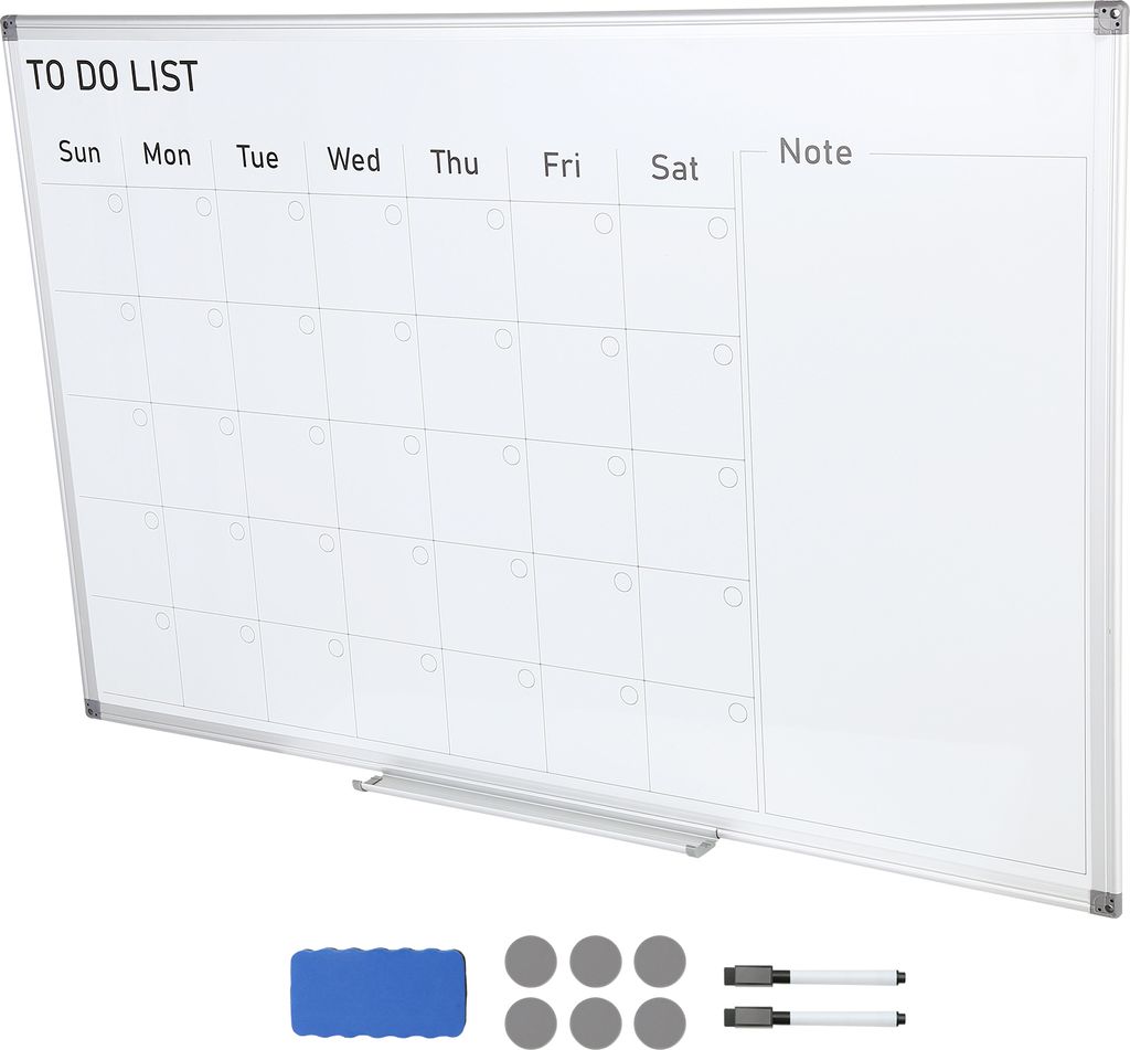 SucceBuy 36 x 24 Zoll magnetisches Kalender-Whiteboard, Monatsplaner-Whiteboard zum Trockenlöschen mit beweglicher Ablage, inkl. 1 magnetischem Ra...