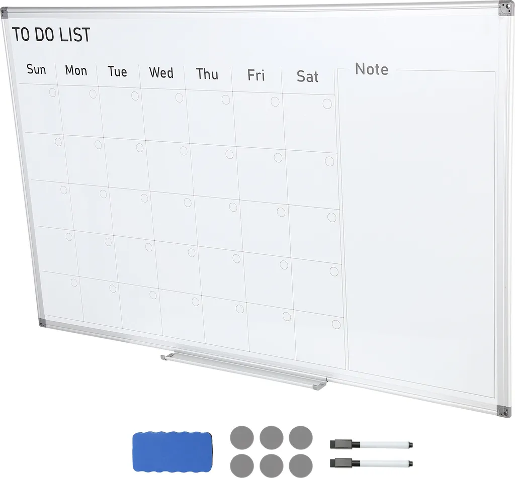 SucceBuy Tableau Blanc Magnétique Calendrier Mensuel 90x60cm Mural