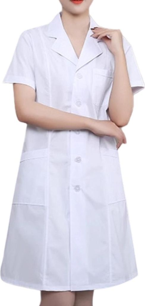 Qiushaoyue Langarm-Overall, weißer Kittel, Isolationskittel, Krankenpflegeuniform für Damen, Weiß (Größe XXXL)