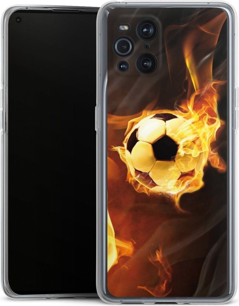 DeinDesign Handyhülle für Oppo Find X3 Pro Silikon Hülle Case Smartphone Schutzhülle Ball Feuer Fußball