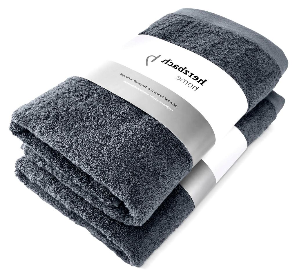 Duschtuch-Set 2er 70 x 140 cm (Anthrazit) – Große, weiche und saugfähige Dusch-Handtücher aus 100% natürlicher Baumwolle