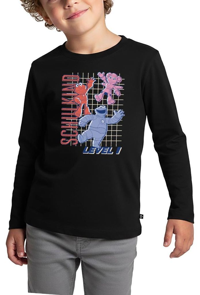Spreadshirt Mecha Builders Team Schulkind Level 1 Kinderhelden Kinder Premium Langarmshirt, 122/128 (6 Jahre), Schwarz