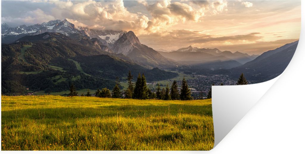 MuchoWow Wandtattoo Wandsticker Wandaufkleber Wiese in Deutschland 80x40 cm Selbstklebend und Repositionierbar - Aufkleber