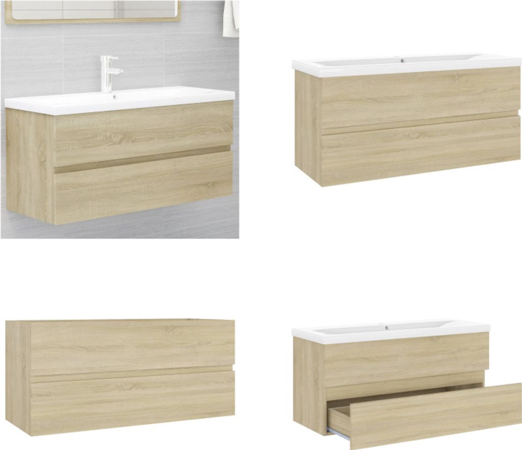 vidaXL Waschbeckenunterschrank Einbaubecken Sonoma Eiche Holzwerkstoff - Waschbeckenunterschrank Mit Waschbecken - Waschbeckenunterschränke Mit Wa...