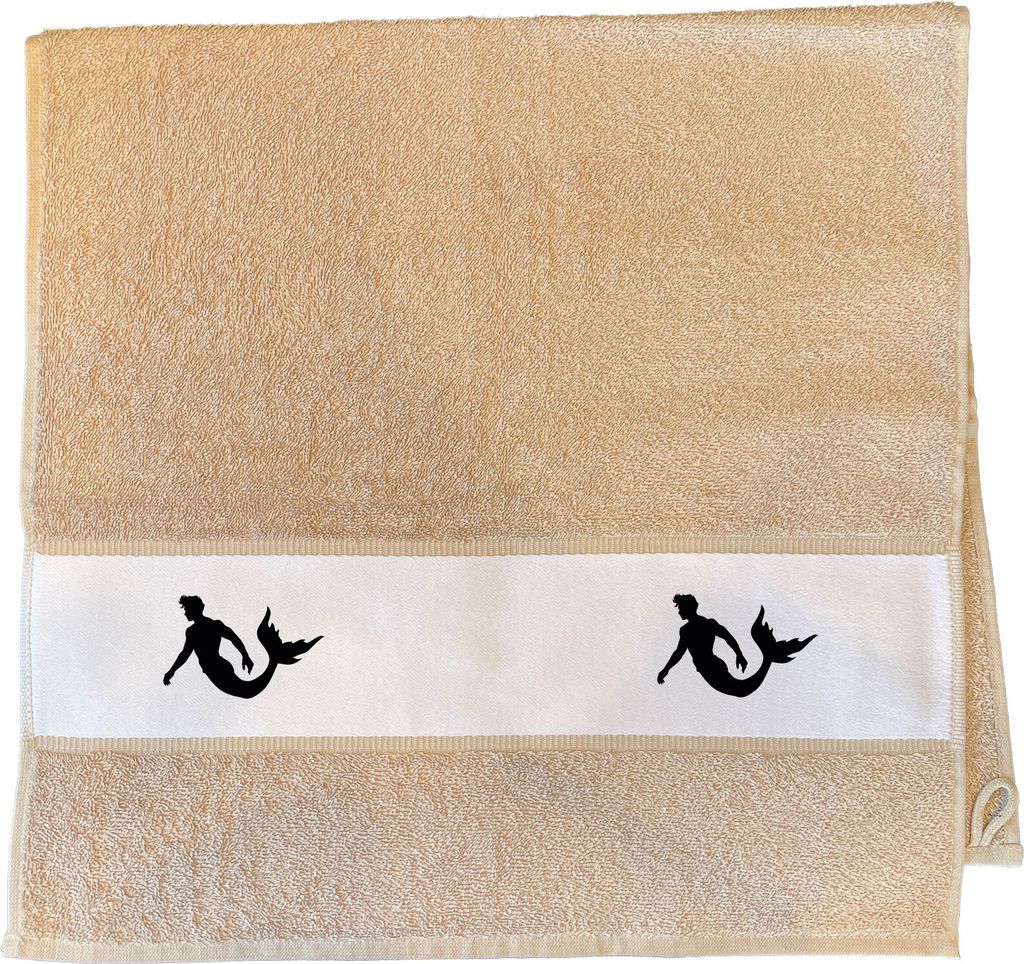 Huuraa Handtuch Meermann Silhouette 50x100cm Sand Baumwolle Handtuch Geschenkidee