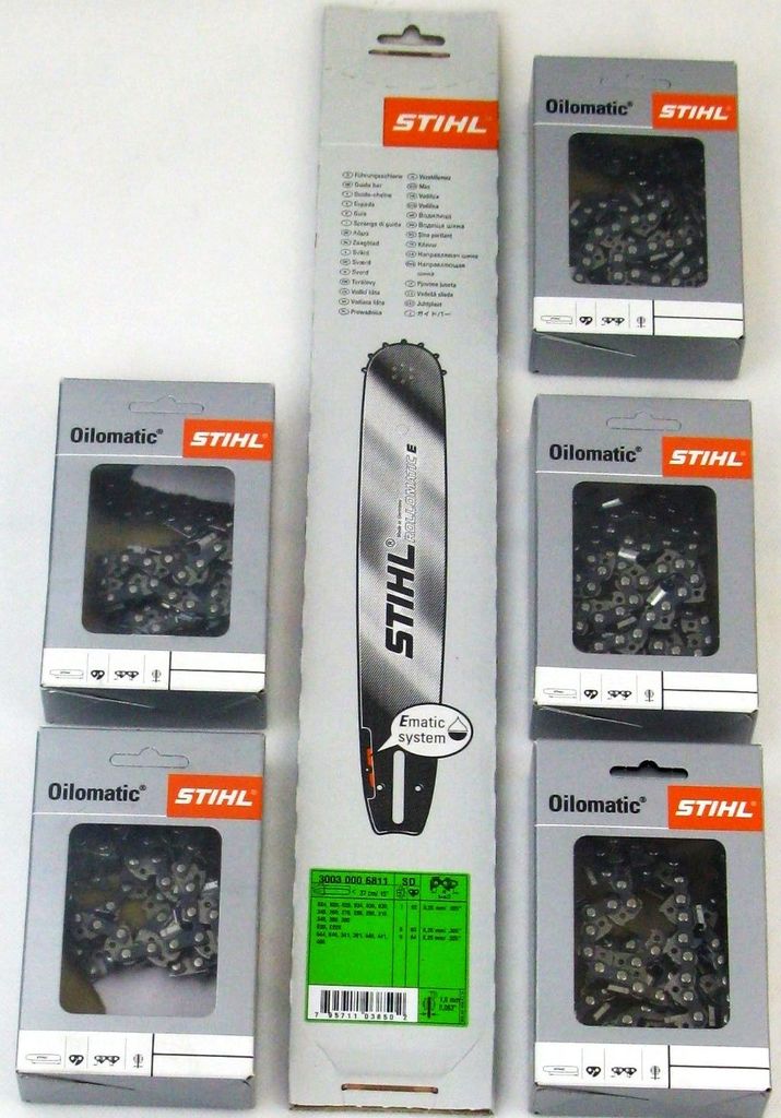 Stihl 3003 000 6811 Schneidgarnitur Führungsschiene E 37cm 0,325"1,6mm+5 Stihl original Vollmeißelketten Stihl