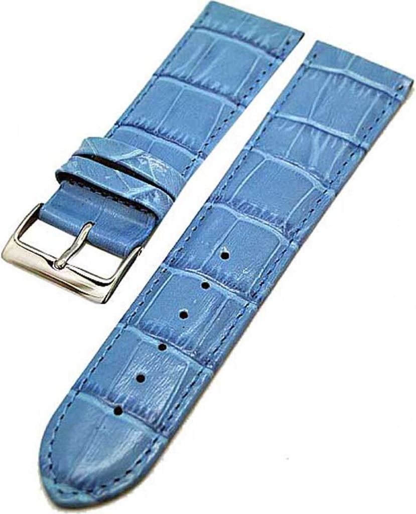 Uhrenarmband Kalbleder EISBLAU 20mm mit Alligator-Struktur NEU