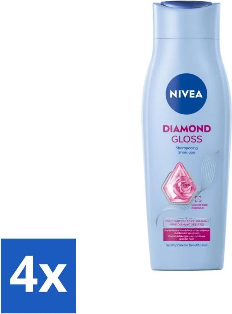 NIVEA Diamond Gloss Shampoo 250ml x4 - Per Tutta la Famiglia