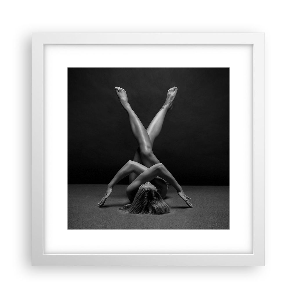 Gerahmtes Poster - Weißer Rahmen - Frau Gymnastik Yoga - 30x30 cm - Wand Bild - Wanddeko - Wandbilder - Kunstposter - Wandposter - Bilderrahmen - ...