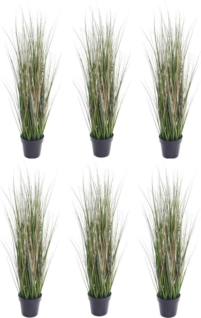 6er Set künstliches Gras, Gräserbusch im Topf H. 58cm grün Emerald Zimmerpflanze