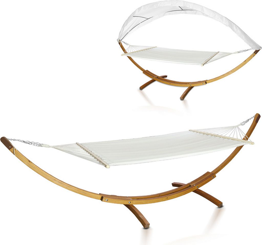TolleTour Hängematte mit Gestell Hängematten Hängesitz Hängemattenset Outdoor Relax Stabhängematte Lärchenholz 415cm