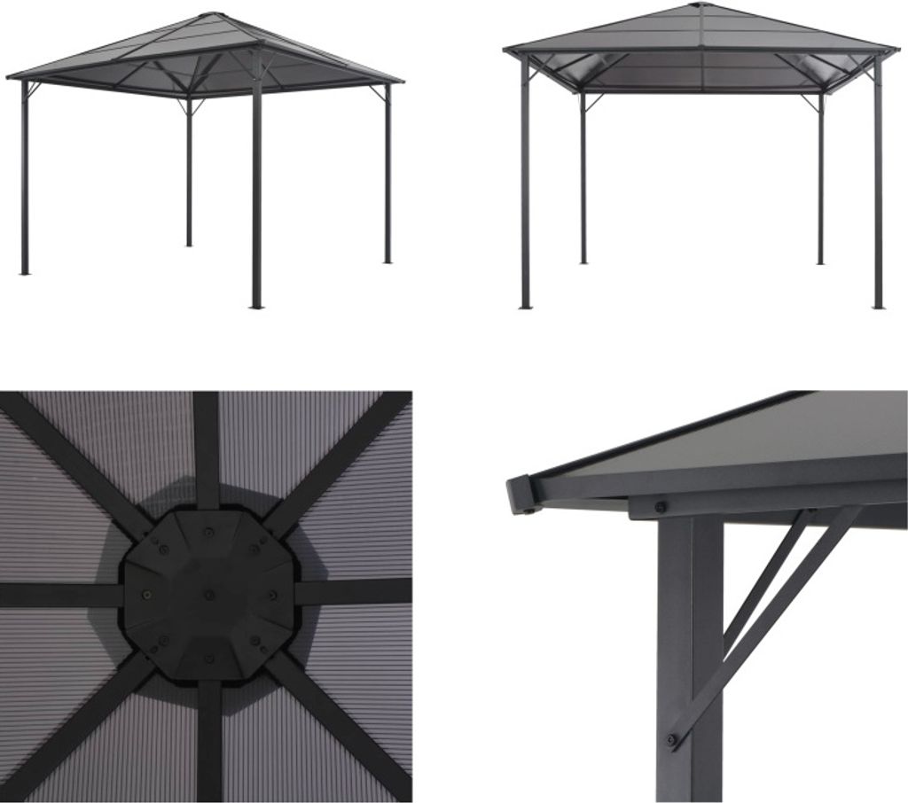 vidaXL Gartenpavillon mit Dach Aluminium 3×3 m Schwarz - Pavillon - Pavillons - Vordach - Vordächer