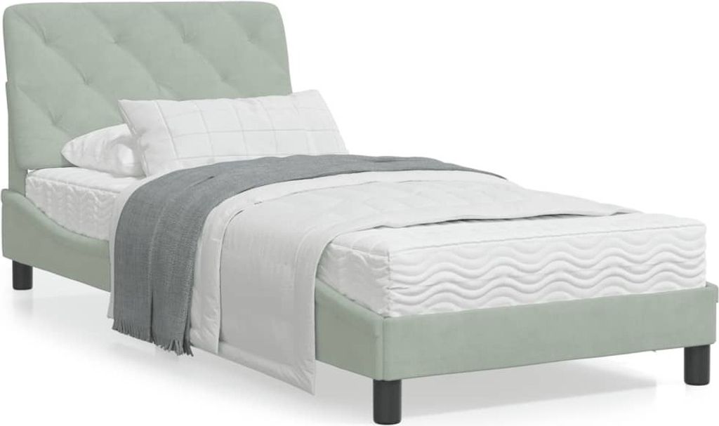 Maison Exclusive - Bettgestell mit LED ohne Matratze Hellgrau 80x200 cm Samt