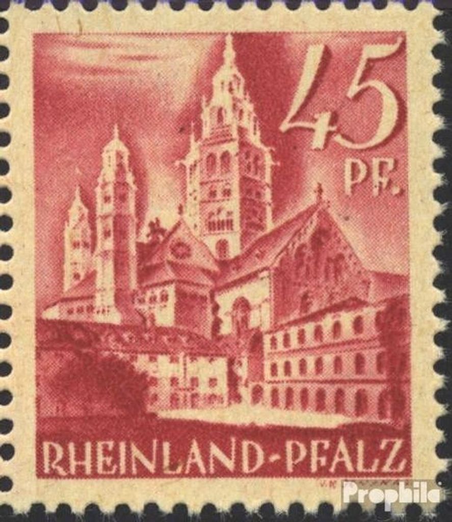 Briefmarken Franz. Zone-Rheinland Pfalz 1947 Mi 10III, Vorsprung am Dachfirst (Feld 100) postfrisch Freimarke