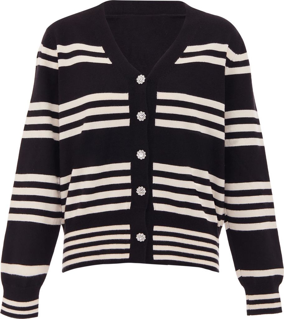 ZITHA damen strickjacke - schwarz wollweiss, XS/S