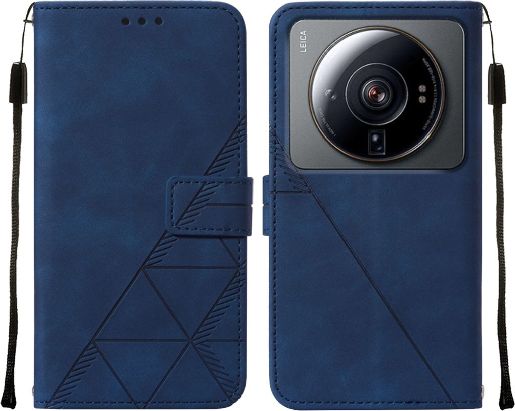 Xiaomi 12S Ultra Hülle, Schlank Prägung Flip Leder Kartenfächer Schutzhülle mit Ständer für Xiaomi 12 Ultra / 12S Ultra Blau