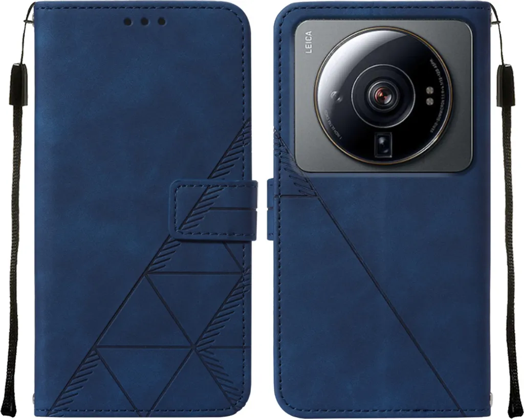 Cover Xiaomi 12 Ultra Portafoglio Pelle Blu con Funzione Stand
