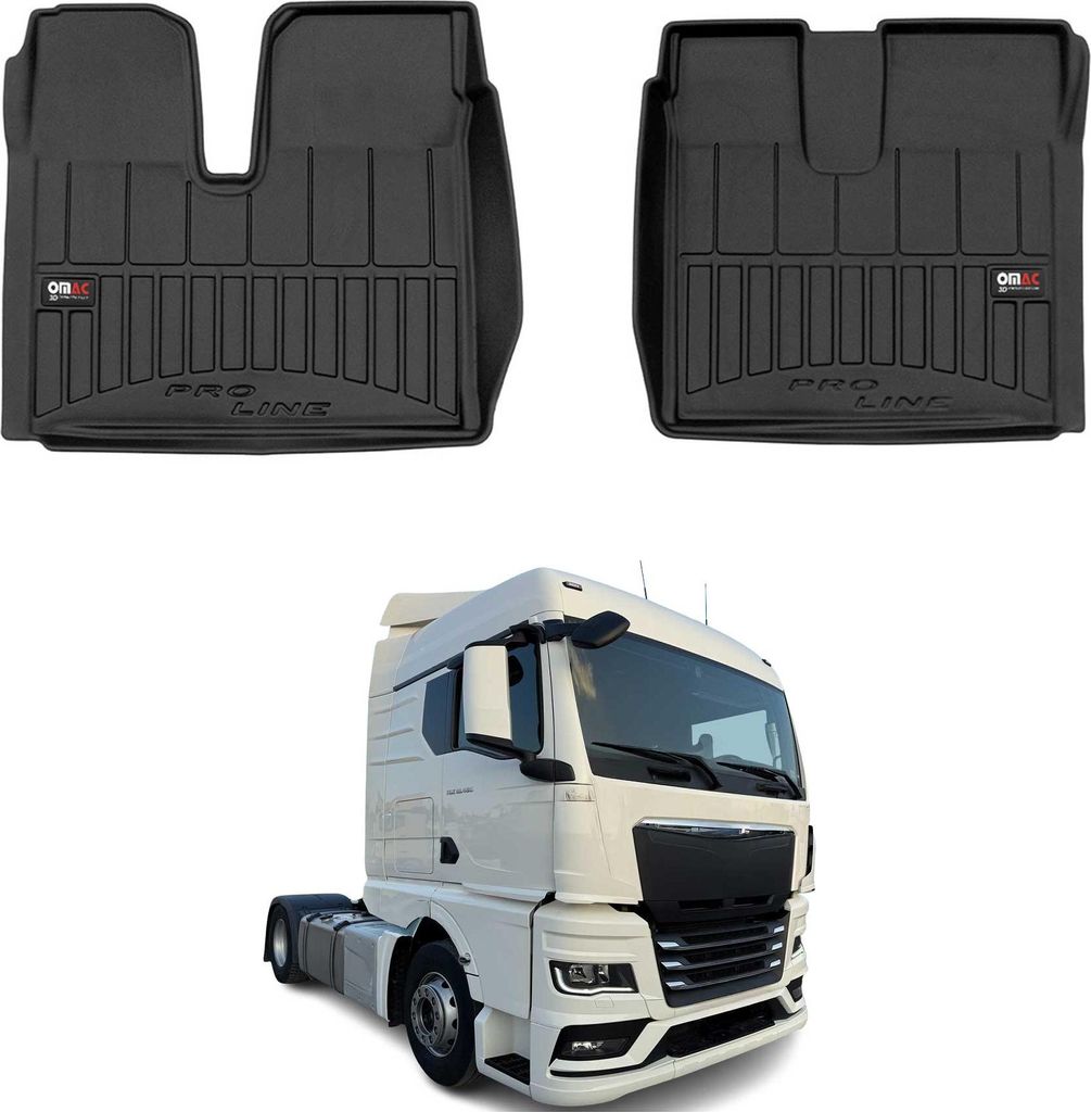 OMAC Gummi Fußmatten für MAN TGX 2020-2025 Premium TPE 3D Automatten Schwarz 2x