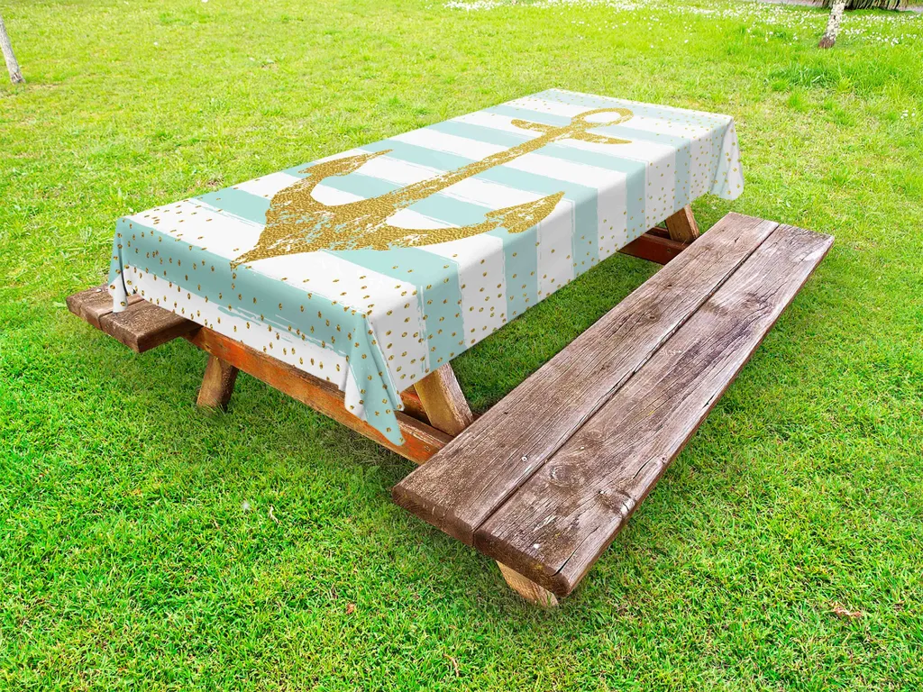 Tovaglia Design Nautico ABAKUHAUS 145x265 cm Vintage Blu e Bianco