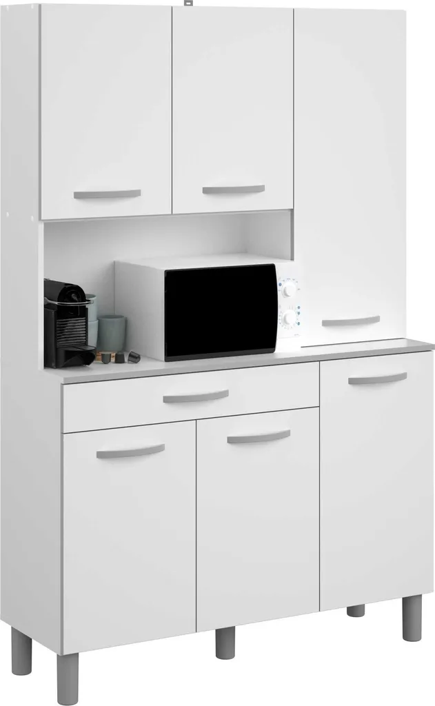 Buffet de cuisine Parisot Season 22 blanc 120x185x40 cm avec rangements