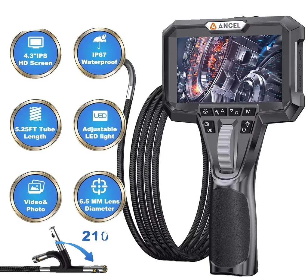 Endoscope double caméra AN302 avec sonde flexible étanche de 5 mètres