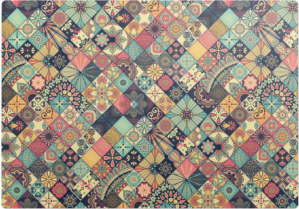 Blumen-Patchwork – Bodenschutzmatte – Rutschfest – Schutzmatte für Büro – Vinylmatte – Stuhlunterlage –100 x 70 cm