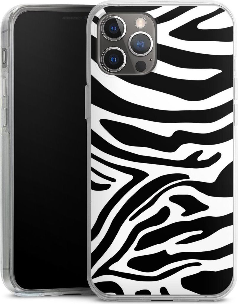 DeinDesign Handyhülle für Apple iPhone 12 Pro Max Silikon Hülle Case Smartphone Schutzhülle Animal-Look Animalprint Zebra