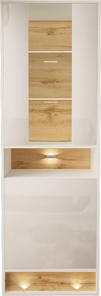 Vitrína VISIONARY 60 cm BÍLÝ MAT / BÍLÝ LESK / DUB WOTAN s Obrázek produktu 