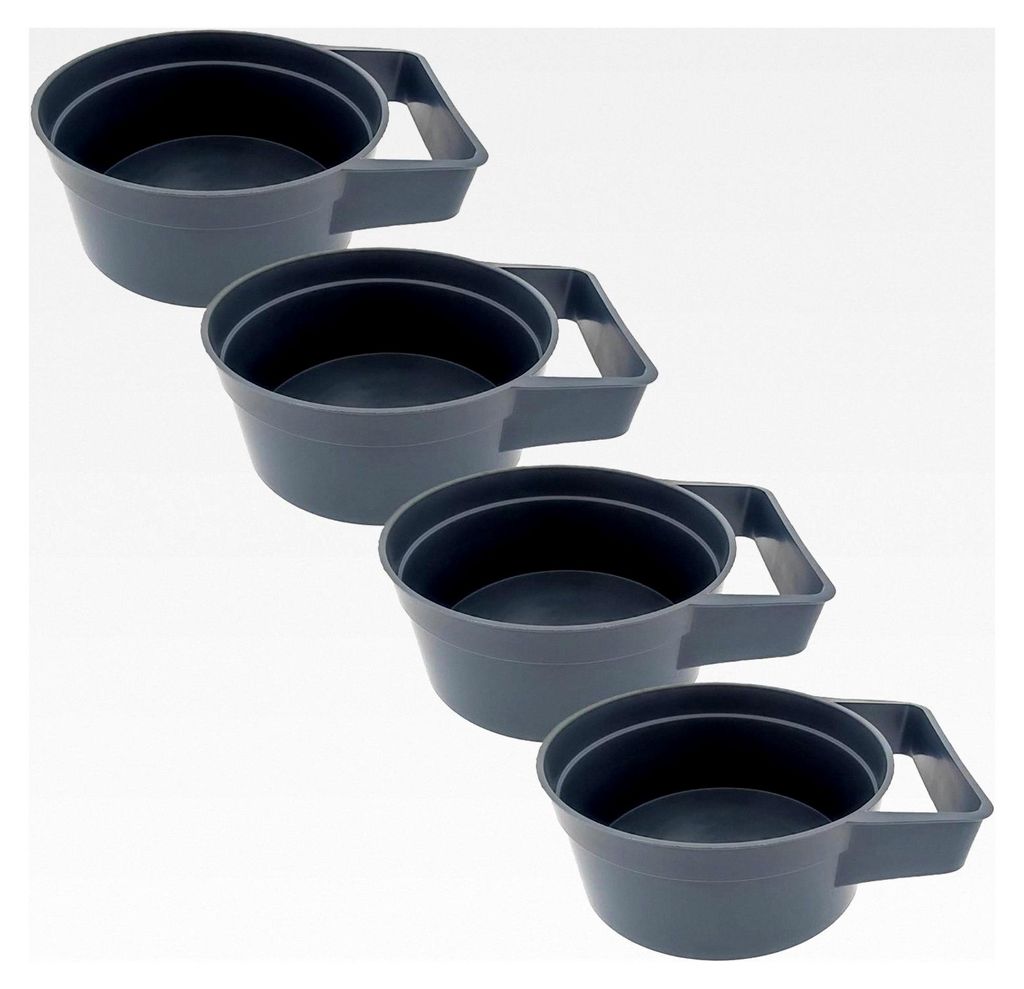 Gipsbecher Set 4x180 mm mit Griff – robustes Gipsergeschirr aus Hart-PVC für Gips gießen