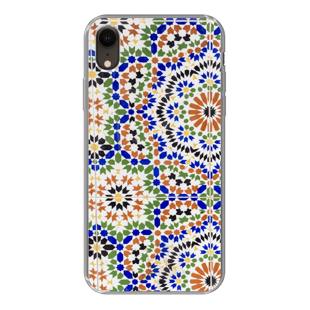 MuchoWow Handyhülle Schutzhülle Hülle für iPhone XR Ein Mosaikdetail mit vielen verschiedenen Formen Silikon Softcase Handy Hülle - Schutzde...