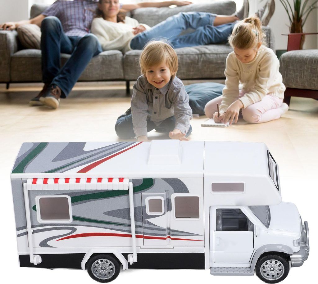 1/32 Kinder-Wohnmobil-Spielzeug, Sound, Licht, öffnende Türen, Simulation, pädagogisches Legierungs-Wohnmobil für Kinder, Weiß
