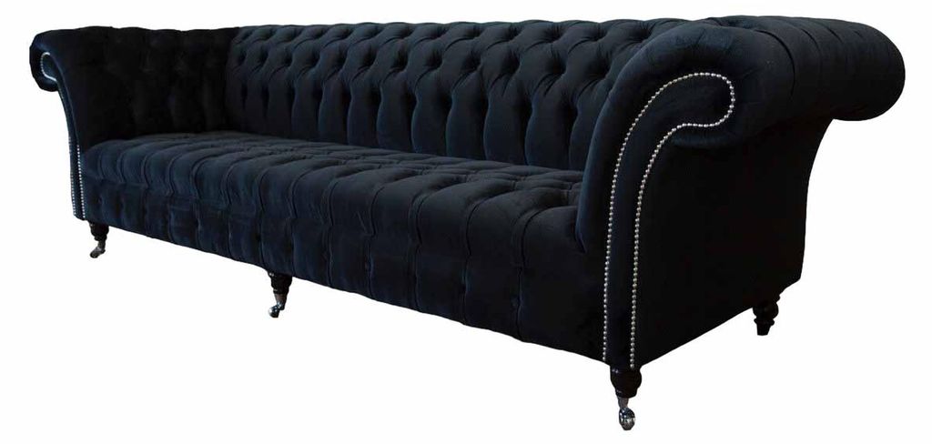 Sofa 4 Sitzer Chesterfield Polster Wohnzimmer Design Luxus Holz Neu
